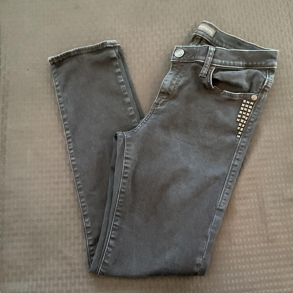 Rock & Republic Jeans Womens 12 Studded Skinny Mid Rise Stretch Denim Pants